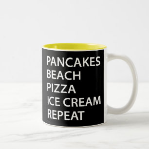 Pancakes Beach Pizza Ice Cream Repeat Two-Tone Coffee Mug