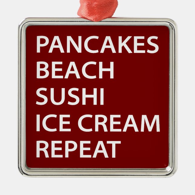 Pancakes Beach Sushi Ice Cream Repeat Metal Tree Decoration (Front)