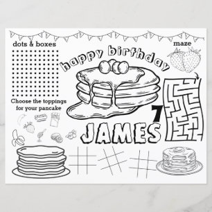 Pancakes birthday placemats, pancake activity page