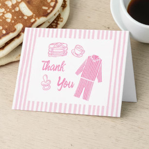 Pancakes Breakfast Girl Baby Shower Thank You Card