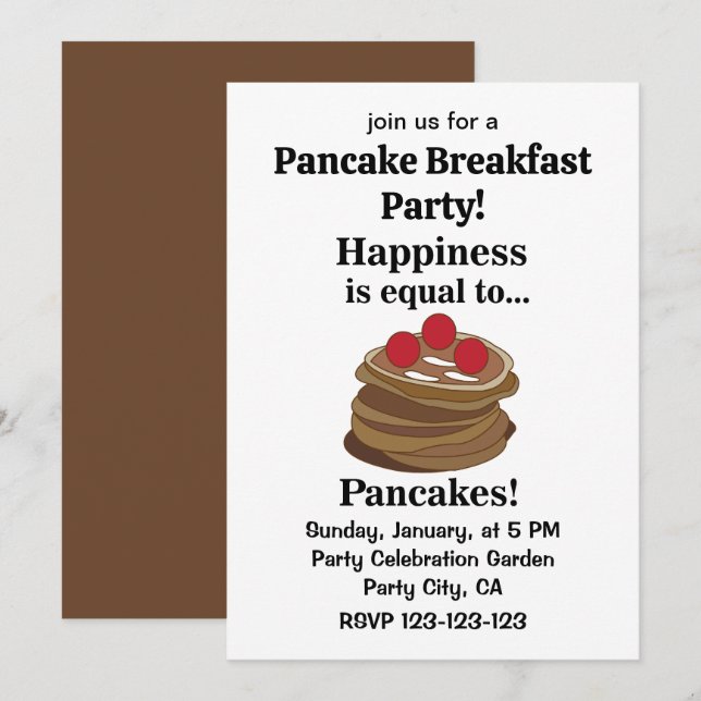 Pancakes Breakfast Party Invitation (Front/Back)