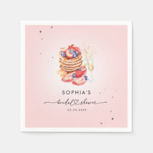 Pancakes Brunch & Bubbly Pink Bridal Shower Napkin