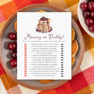 Pancakes Cherry baby shower Mummy or daddy game
