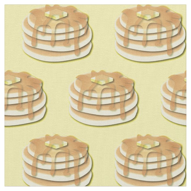 Pancakes Cute Breakfast Kids Fabric (Close Up)