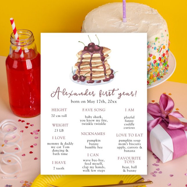 Pancakes First Birthday Milestone Birthday Poster (Creator Uploaded)