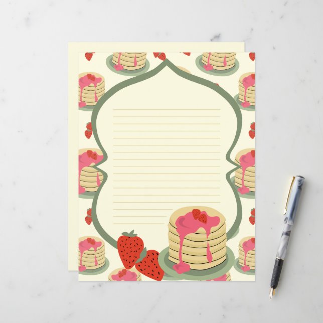 Pancakes lined stationery paper (Front/Back In Situ)