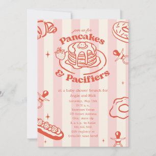 Pancakes Pacifiers Doodle Girl Baby Shower Brunch Invitation