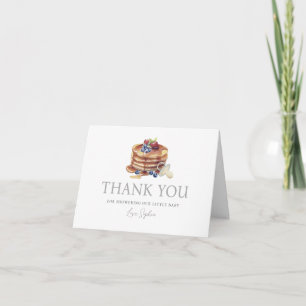 Pancakes & Pacifiers Grey Gingham Baby Shower Thank You Card