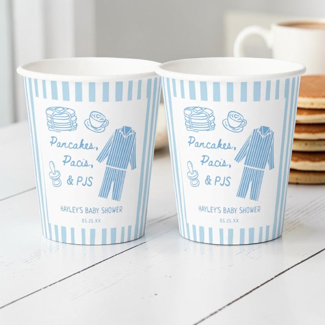 Pancakes, Pacis & PJs Boy Baby Shower Paper Cups (Creator Uploaded)