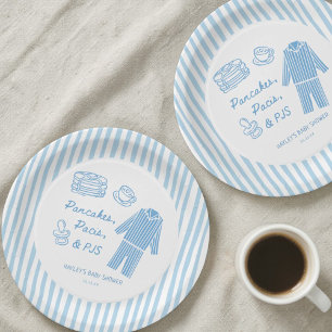 Pancakes, Pacis & PJs Boy Baby Shower Paper Plate
