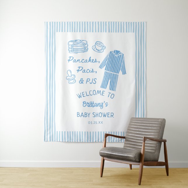 Pancakes, Pacis & PJs Boy Baby Shower Welcome  Tapestry (In Situ)