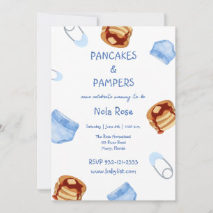 Pancakes & Pampers baby boy shower Invitation