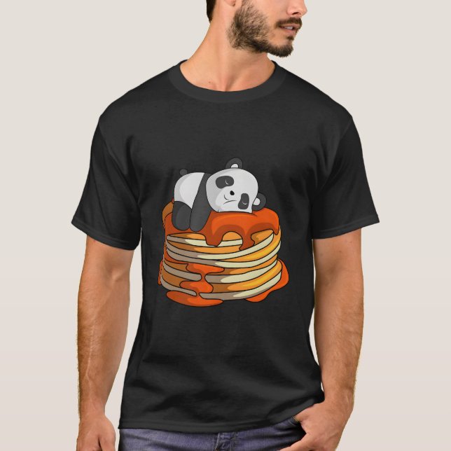 Pancakes Panda On Waffle Breakfast Flapjack Hotcak T-Shirt (Front)