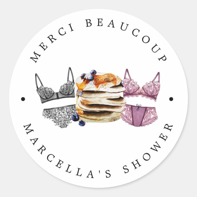 Pancakes & Panties Bridal Shower Classic Round Sticker (Front)