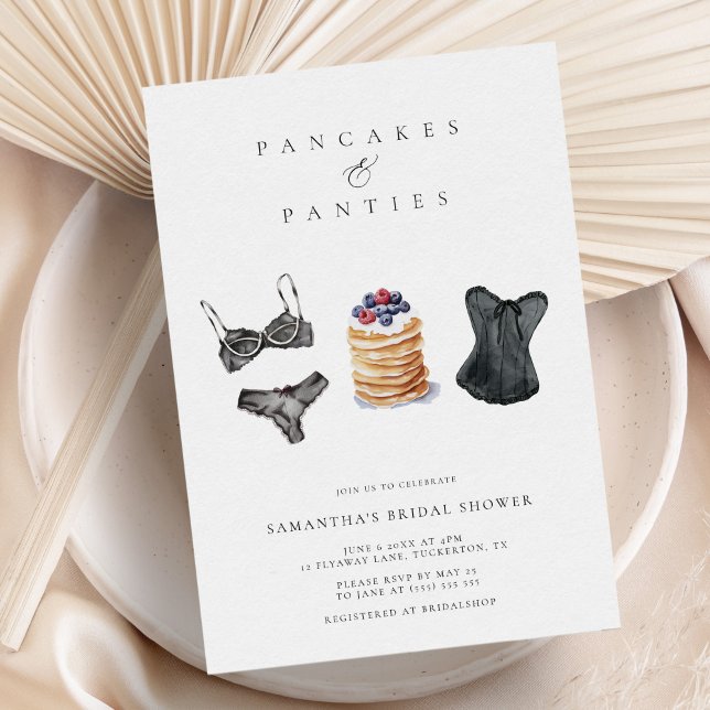 Pancakes & Panties Modern Lingerie Bridal Shower Invitation (Creator Uploaded)