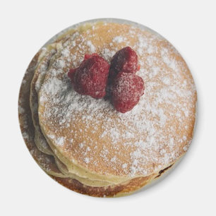Pancakes Powdered Sugar and Raspberries  Magnet
