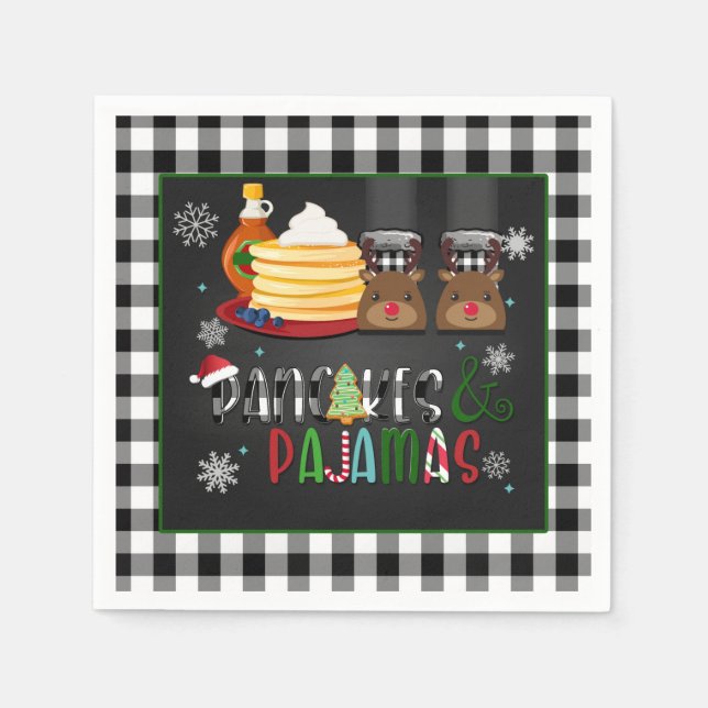 Pancakes & Pyjamas Christmas Party Napkin - BB (Front)