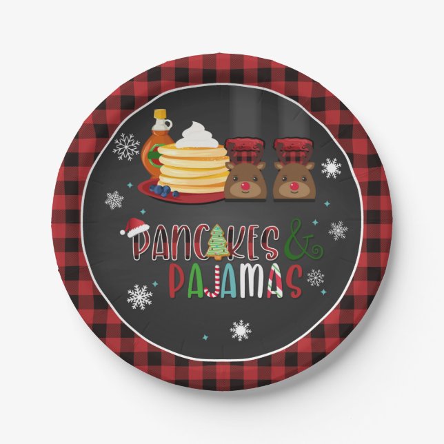 Pancakes & Pyjamas Christmas Party Plate (Front)