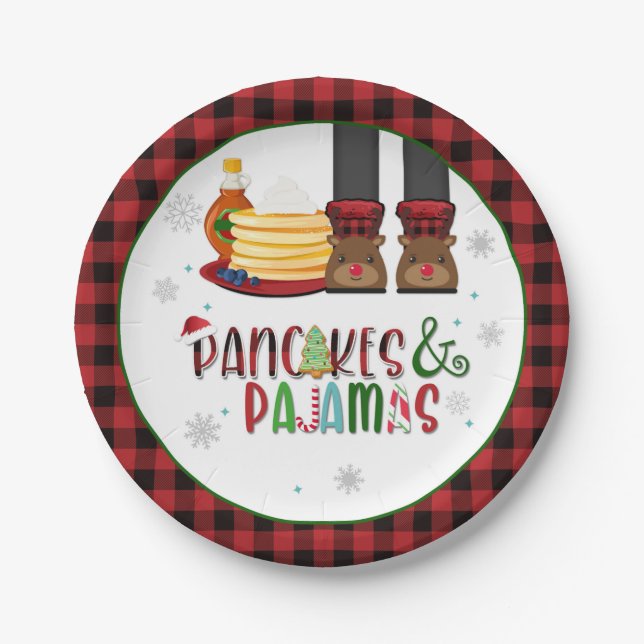 Pancakes & Pyjamas Christmas Party Plate - W (Front)