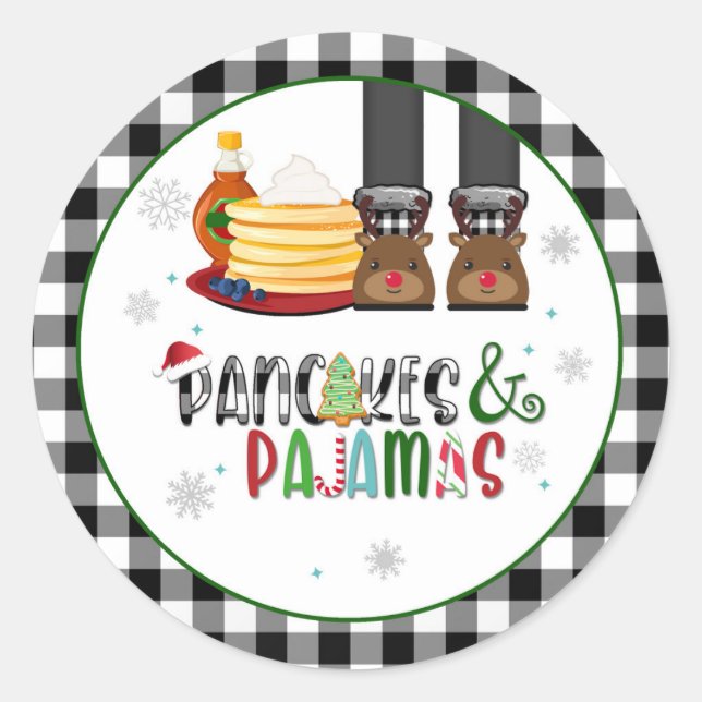 Pancakes & Pyjamas Christmas Party Sticker - WB (Front)