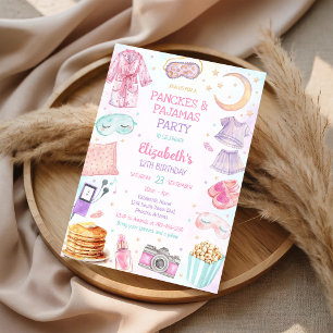 Pancakes & Pyjamas Party Sleepover Birthday Invitation