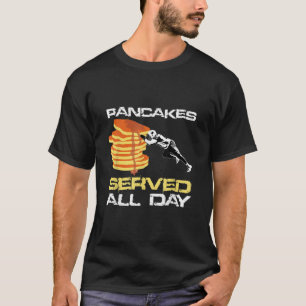 Pancakes Served All Day Fun Lineman Football Chri T-Shirt