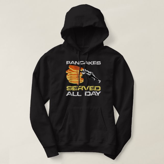 Pancakes Served All Day Fun Lineman Football Chris Hoodie (Design Front)