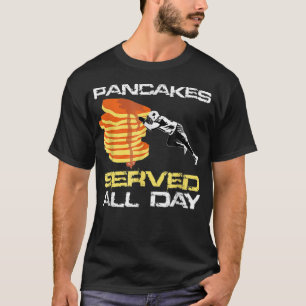 Pancakes Served All Day Fun Lineman Football Chris T-Shirt