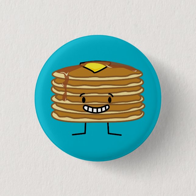 Pancakes stack butter syrup fluffy breakfast 3 cm round badge (Front)