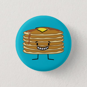 Pancakes stack butter syrup fluffy breakfast 3 cm round badge