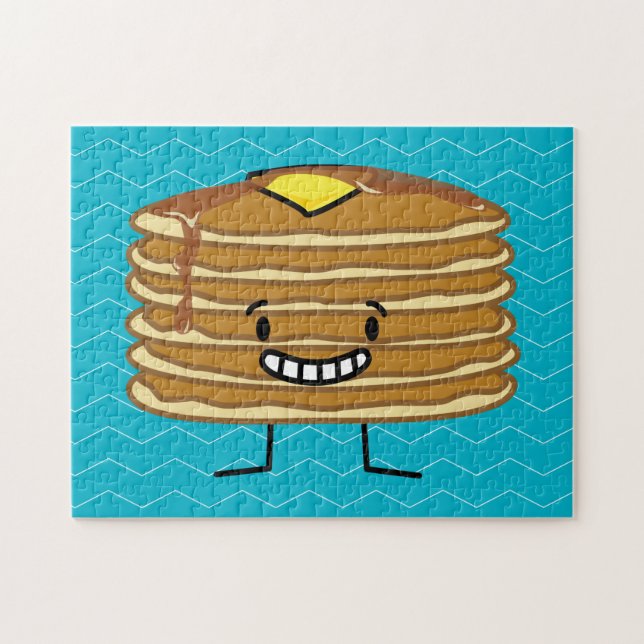 Pancakes stack butter syrup fluffy breakfast jigsaw puzzle (Horizontal)