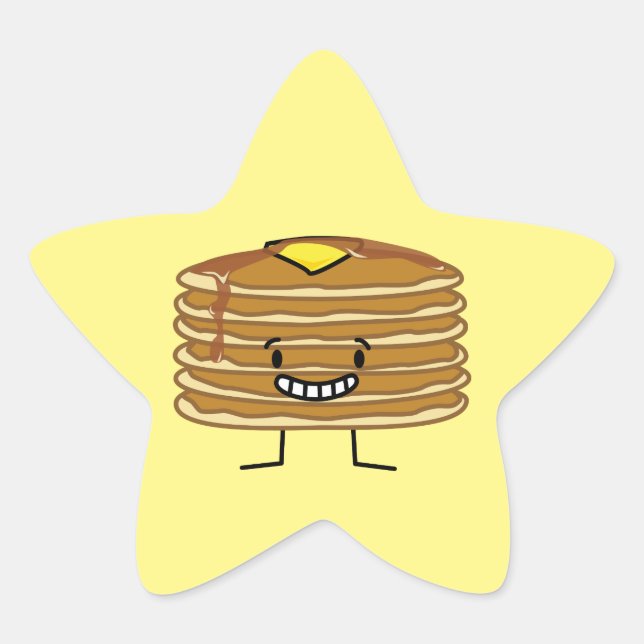 Pancakes stack butter syrup fluffy breakfast star sticker (Front)