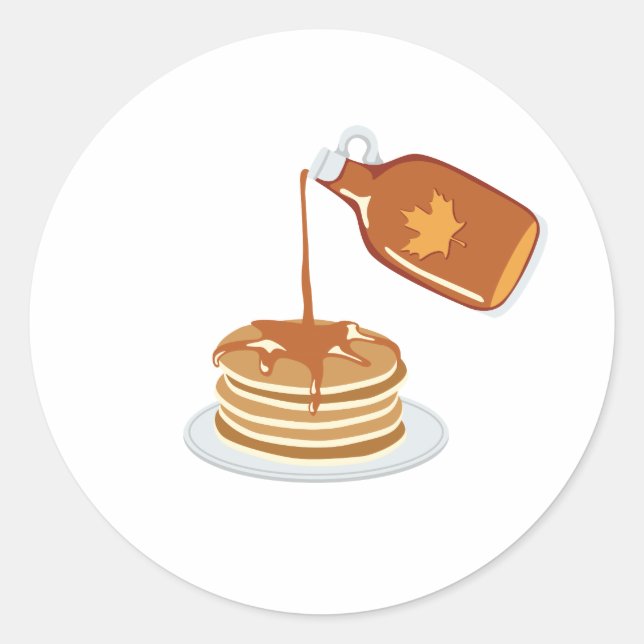 Pancakes & Syrup Classic Round Sticker (Front)