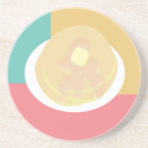Pancakes Syrup Dripping Colourful Pink Teal Coaster