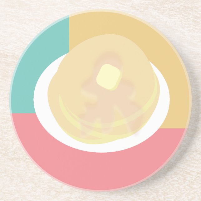 Pancakes Syrup Dripping Colourful Pink Teal   Coaster (Front)
