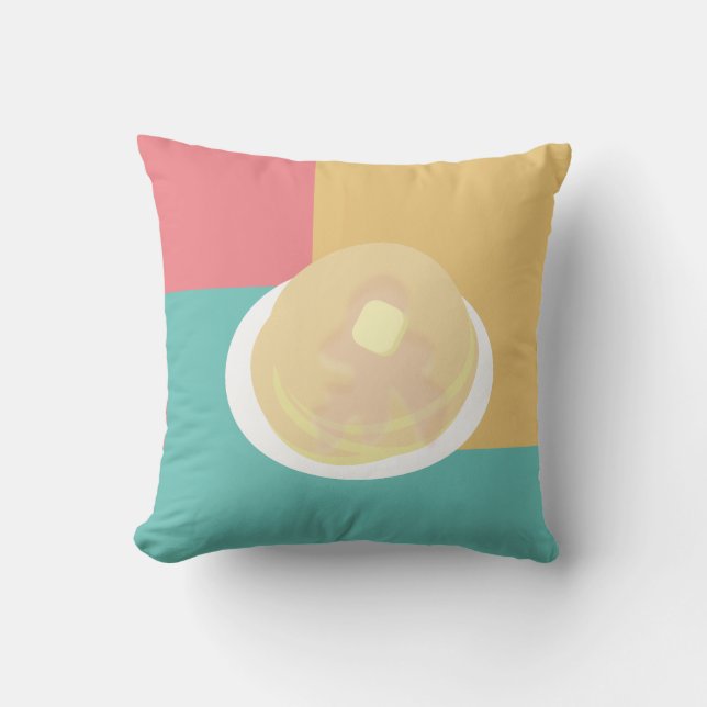 Pancakes Syrup Dripping Colourful Pink Teal    Cushion (Front)