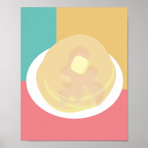 Pancakes Syrup Dripping Colourful Poster