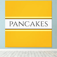 PANCAKES Text Bright Golden Yellow White Stripes