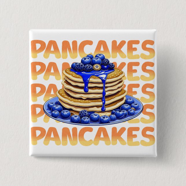 Pancakes Topped with Blueberries 15 Cm Square Badge (Front)