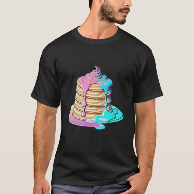 Pancakes Vaporwave Retrowave Aesthetic T-Shirt (Front)