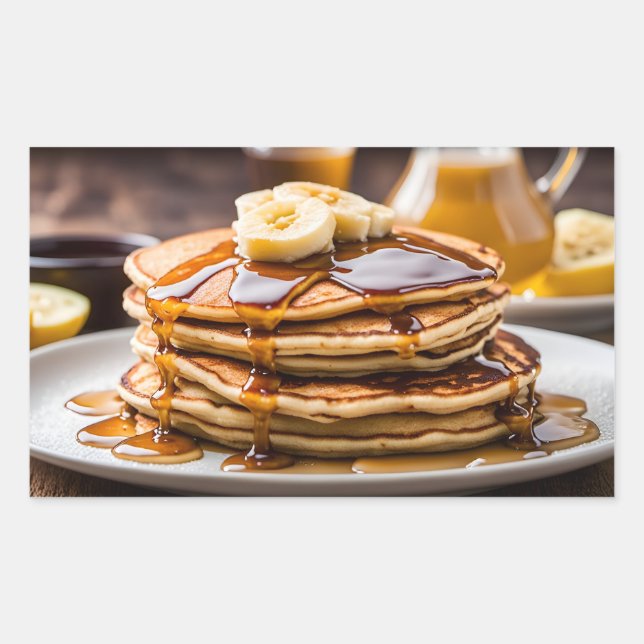 Pancakes with Bananas Rectangular Sticker (Front)