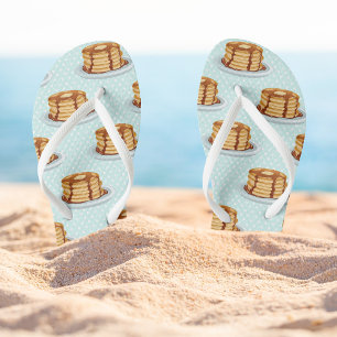 Pancakes with Maple Syrup & Polkadot Pattern Flip Flops