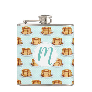 Pancakes with Maple Syrup & Polkadot Pattern Hip Flask