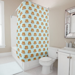 Pancakes with Maple Syrup & Polkadot Pattern Shower Curtain
