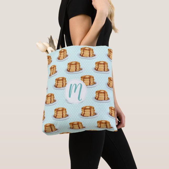 Pancakes with Maple Syrup & Polkadot Pattern Tote Bag (Close Up)