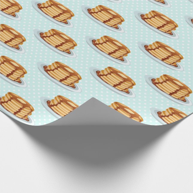Pancakes with Maple Syrup & Polkadot Pattern Wrapping Paper (Corner)