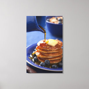 Pancakes with syrup and blueberry canvas print