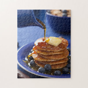 Pancakes with syrup and blueberry jigsaw puzzle