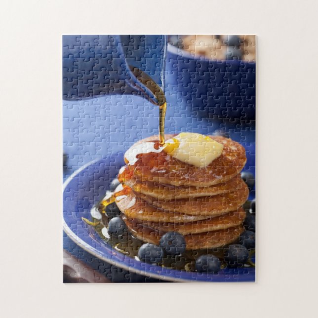 Pancakes with syrup and blueberry jigsaw puzzle (Vertical)