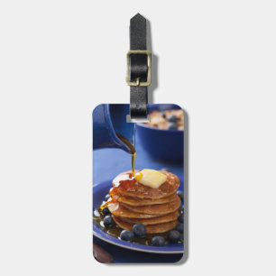 Pancakes with syrup and blueberry luggage tag